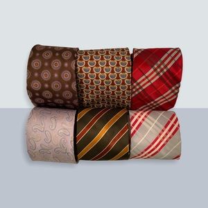 100% Silk 6 Piece of Assorted Men’s Ties Multi Pattern Multi Colours
